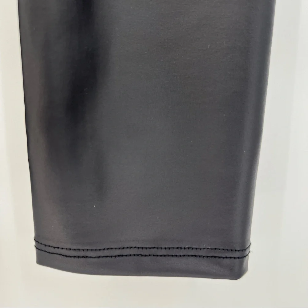 NEW White Birch Womens Juniors Leggings Faux Leather Black Stretch Runs Small - Picture 6 of 8